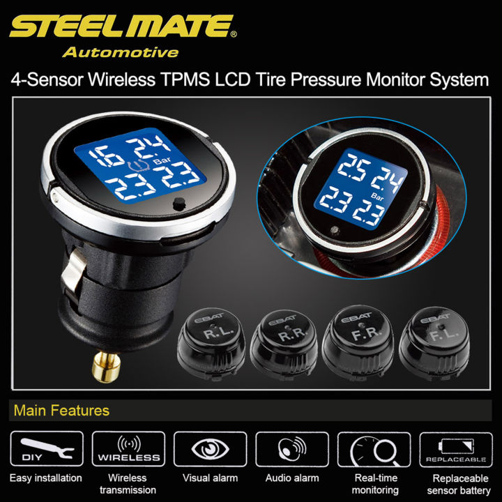 Steelmate EBAT ET-710AE 4-sensor Wi-re-less TPMS LCD Tire Pressure ...