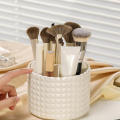 Large capacity transparent rotating pen holder Acrylic dust brush barrel with lid 360 rotating desktop cosmetic storage box. 