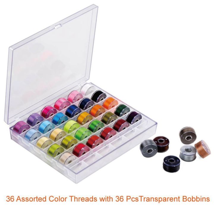 36 Pcs Bobbins and Sewing Threads with Case and Soft Measuring Tape for ...