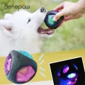 Benepaw Elastic Flash LED Dog Ball Rubber Durable Bite-resistant Interactive Dog Toys Small Large Pets Safe Sound Squeaker Game. 