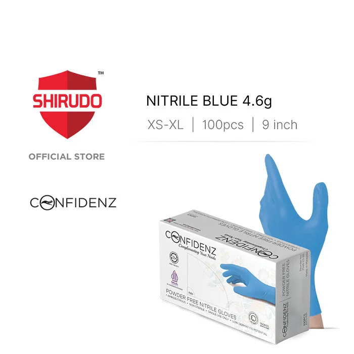 CONFIDENZ HALAL [100pcs] 9| Nitrile Powder Free Disposable Glove Low Derma 4.6g