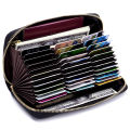 Genuine Leather Long Zipper Card Holder Wallets RFID Business Credit Card Holder Women Clutch Wallets Passport Holder Coin Purse. 