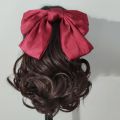 Wig, bow, ponytail, long wavy, everyday, soft, party, synthetic, natural, hairy, feminine curls, red knot, ponytail, bow, vintage wig. 