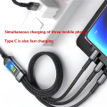 100W 3 In 1 Fast Charging Cable Nylon Universal Multi Charger Cable USB cable Type C Usb Micro For Iphone Samsung Huawei Xiaomi Multi Port Multiple Charging Wire. 