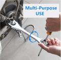 Hand Wrench 48 in 1 Swivel Head Multi Tool in One So Socket Ratchet 360 Degree Rotating Large Head Size Works Spline Bolts Multifunction Pass Torx 6-Point Universal Furniture Car Repair. 