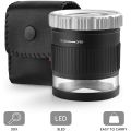 Loupe Magnifier 30X Magnifier Illuminated Adjustable Focal Length Desktop Magnifier with 6 Lights for Jewelry Textile. 