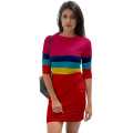 Privi Fashion Colour Block Tshirt Dress for Women. 