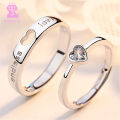 Vogue 1pcs/2Pcs Romantic Couple Wedding Ring Charm Heart Zircon Adjustable Rings for Men Women Girls Endless Love Jewelry Engagement Party Gift. 