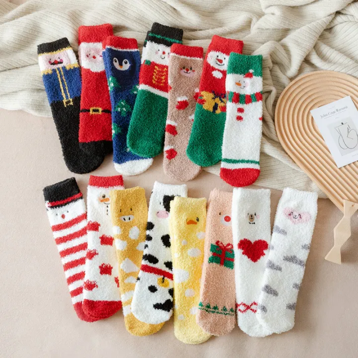 Winter thick warm ladies warm socks kawaii cow duck cat socks printing funny women new year gift