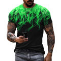 Colorful Flame Graphic 3D Printing Summer Men's Short Sleeved T-shirt O-neck Street Fashion Oversized Casual Top. 