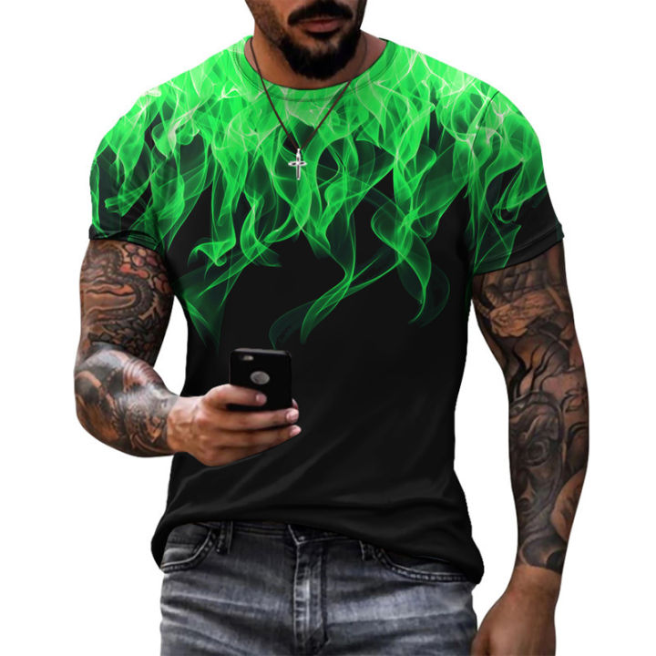Colorful%20Flame%20Graphic%203D%20Printing%20Summer%20Men's%20Short%20Sleeved%20T-shirt%20O-neck%20Street%20Fashion%20Oversized%20Casual%20Top%20-%20Image%203