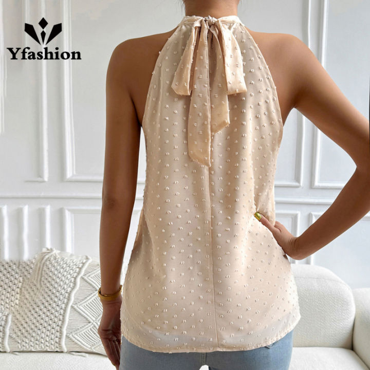 Yfashion Women Halter Neck Sleeveless Shirt Summer Trendy