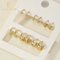 Enacolor 6Pairs/Set Vintage Twist Geometric Circle Hoop Earrings for Women Gold Metal Fashion Accessoreis Jewelry. 