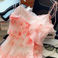 Stunning Pink Slip Dress High-Quality French Style Small Summer Seaside Vacation High-End Fairy Dress Fashion. 