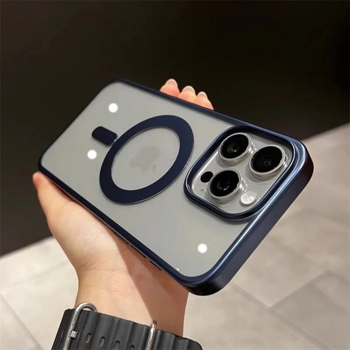 HOCE%20Titanium%20Grey%20Plating%20Magnetic%20Phone%20Cases%20For%20iPhone%2016%2015%2014%2013%2012%20Pro%20Max%2014%2015%2016%20Plus%20MagSafe%20Case%20Hard%20PC%20Clear%20Back%20Cover%20No%20Bottom%20-%20Image%202