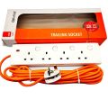 ORANGE - Extension Wire Cord 3 / 5 / 7 / 10 Meter  4Way - 13A Trailer Multi Socket - Multi Plug Power Strip - Fused Plug Top - Life Time Warranty. 