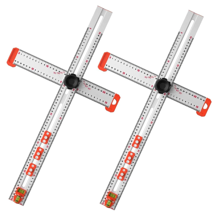 Multidimentional Ruler 2pcs 2-In-1 Drilling T Square Ruler Cabinet Hardware Jig,Multi Angle ...
