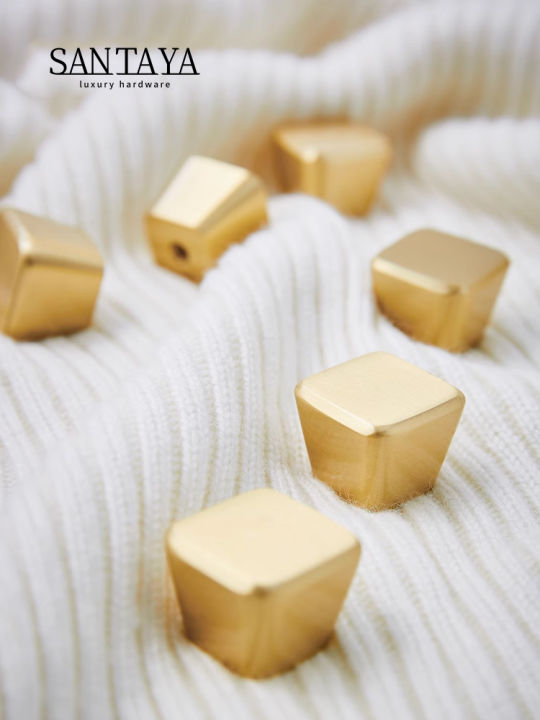Gold Cabinet Drawer Knobs Solid Brass Furniture Handles Square Door ...