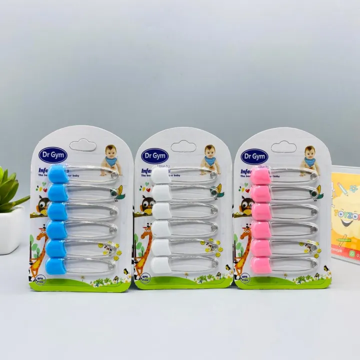 6 Pcs Head Safety Baby Diaper Pins Pack - Infant Kids Cloth Nappy Locking Brooch Buckles - U-shaped Baby Care Shower Diaper Clips Holder by ZinZen