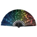 Japan Dance Fan Fans with Lights Large Folded Hand Fan Folding Colorful Foldable Handheld Rave Fan 33cm Large Rainbow Folding Fan Dance. 