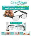 ONE POWER Reading Glasses Universal Power +.5 To +2.50 Flex Focus Optics For Men & Women. 