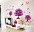 【WEJA】purple tree love butterfly Flower Wall Sticker for TV sofa kindergarten living room Bedroom Home Decor wedding decoration AY9228. 