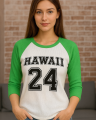 Liveit Ladies Baseball T-Shirt - White /LT Green. 