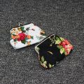 Canvas Coin Purse Retro Storage Buckle Closure Mini Wallet Vintage Rose Print unisex Pouch unisex Ladies. 