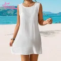 Muses Mall Polyester Sun Protection Clothing Sun Protection Beach Dress Backless Sleeveless Bikini Cover-up for Women Women Swim Cover-up. 