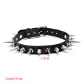 Long Spike Choker Punk Faux Leather Collar  Goth Style Necklace Accessories. 