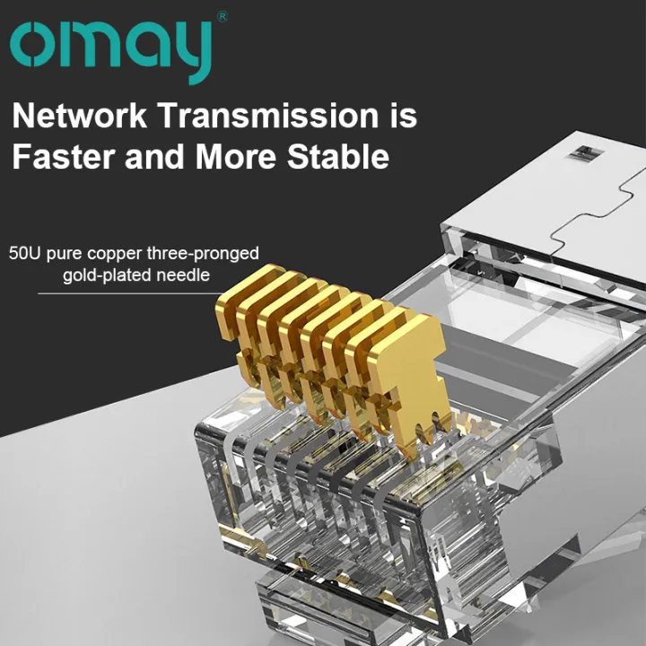 CAT6%20CAT7%20CAT5E%20RJ45%20Connectors%20Pass%20Through%20Modular%20Plug%20Network%20UTP%203/50%CE%BC%20Gold-Plated%208P8C%20Crimp%20End%20for%20Ethernet%20Cable%20-%20Image%202