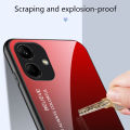 Biruiqu For Samsung Galaxy A04e Shockproof Gradient Tempered Glass Back Soft Silicone Edge Case Cover. 