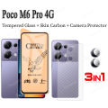 For Poco M6 Pro 5G Ceramic Matte Tempered Glass Poco M6Pro 4G Matte Full Screen Protector 3 in 1 Camera Lens Protector. 