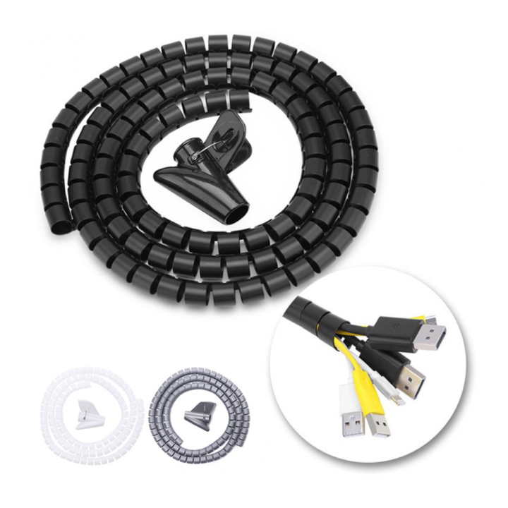 2M 16mm Flexible Spiral Cable Wire Protector Cable Organizer Computer ...
