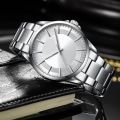 Stainless Steel Luxury Men Watch Quartz Analog Business Chain Casual Wrist Dial Watches For Boys Gents Black White Silver Gold 191256618 Time_Zone LK. 