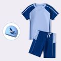 Summer New Boys' Quick-Drying Split Short-Sleeved Swimsuit Swimming Trunks Super Cute Not Tight round Neck Children's Swimsuit Men. 