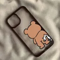 Cute Rabbit Bear Couple Phone Case For iPhone 15 14 Pro 13 12 Mini 11 XR XS Max 16 7 8Plus Lovers Paired Clear Hard Cover Fundas. 