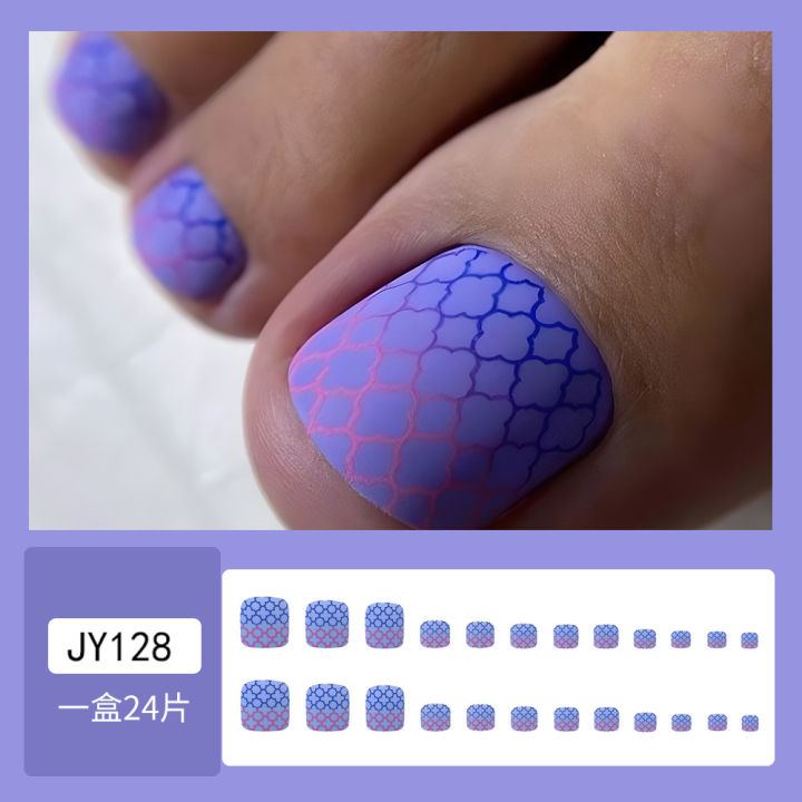 Pink%20Blue%20Splicing%20Matte%20Gradient%20Toenails%20Show%20White%20Temperament%20High-Grade%20Fake%20Nail%20Foot%20Wear%20Nails%20-%20Image%202