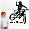 【Folio & Light】Customizable Name Motocross Bike Wall Stickers Motorcycle Rider Racing Stickers Home Teen Kids Room Decor Vinyl Wall Decal. 