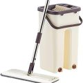 Adjustable Cotton Bucket Scratch Mop with Washable Pads, Hands-Free Microfiber Flat Spin Mop System with 360° Flexible Head for Efficient Cleaning. 