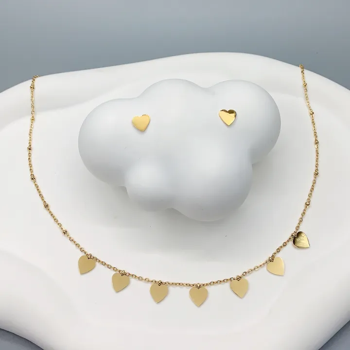 3-piece%20Fall/Winter%20New%20Fashion%20Temperament%20Ladies%20Stainless%20Steel%20Smooth%20Love%20Necklace%20Earrings%20Christmas%20Halloween%20Date%20Gift%20-%20Image%203