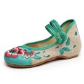 【ZIME】Beijing Style Square Spring and Autumn Embroidered Cloth Insole Dance Old Shoes Hibiscus Flower Ethnic Beef Tendon Women's Single. 