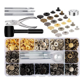 Leather Snap Fasteners Kit, 120 Set Metal Snap Buttons Press Studs with 6 Setting Tools, for Bracelets Jackets. 