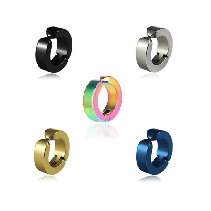 TIMIA%202pcs%20Earings%20for%20men%20hikaw%20for%20boys%20Fake%20Earring%20Street%20Geometric%20Non-piercing%20Stainless%20steel%20Round%20Hoop%20Earrings%20Ear%20Clip%20Jewelry%20Ear%20Cuff%20-%20Image%208