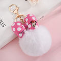 Disney Minnie Mickey Mouse Plush Keychains Cartoon Polka Dot Bow Pom-Pom Key Ring Pendant Car Bag Ornament Girl Child Gift Toy. 