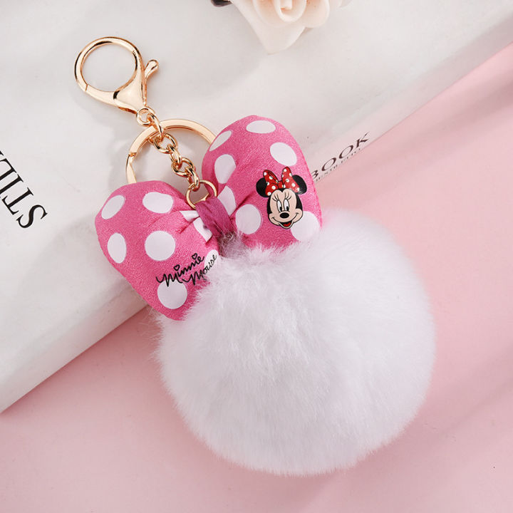 Disney%20Minnie%20Mickey%20Mouse%20Plush%20Keychains%20Cartoon%20Polka%20Dot%20Bow%20Pom-Pom%20Key%20Ring%20Pendant%20Car%20Bag%20Ornament%20Girl%20Child%20Gift%20Toy%20-%20Image%203