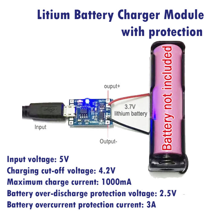 TP4056 Lithium Battery Charger and Protection board Module 18650 Arduino Node mcu 5V 1A USB Micro Lithium Battery Charging Board Charger Module Protection Dual Functions