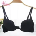 Muses Mall Women Girl Deep-U Low Cut Solid Color Backless Padded Bra Push-Up Underwear. 