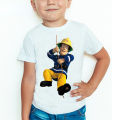 Children Cartoon Fireman Sam Printed Funny T Shirt Kids Summer Tops Baby Girls Boys Great Casual T-Shirt. 