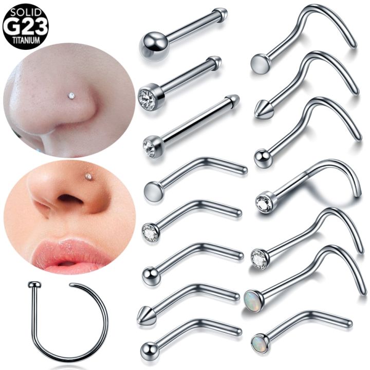 1PC Titanium Nose Stud LShape Nariz Studs Screws Nose Ring Hoop — free download